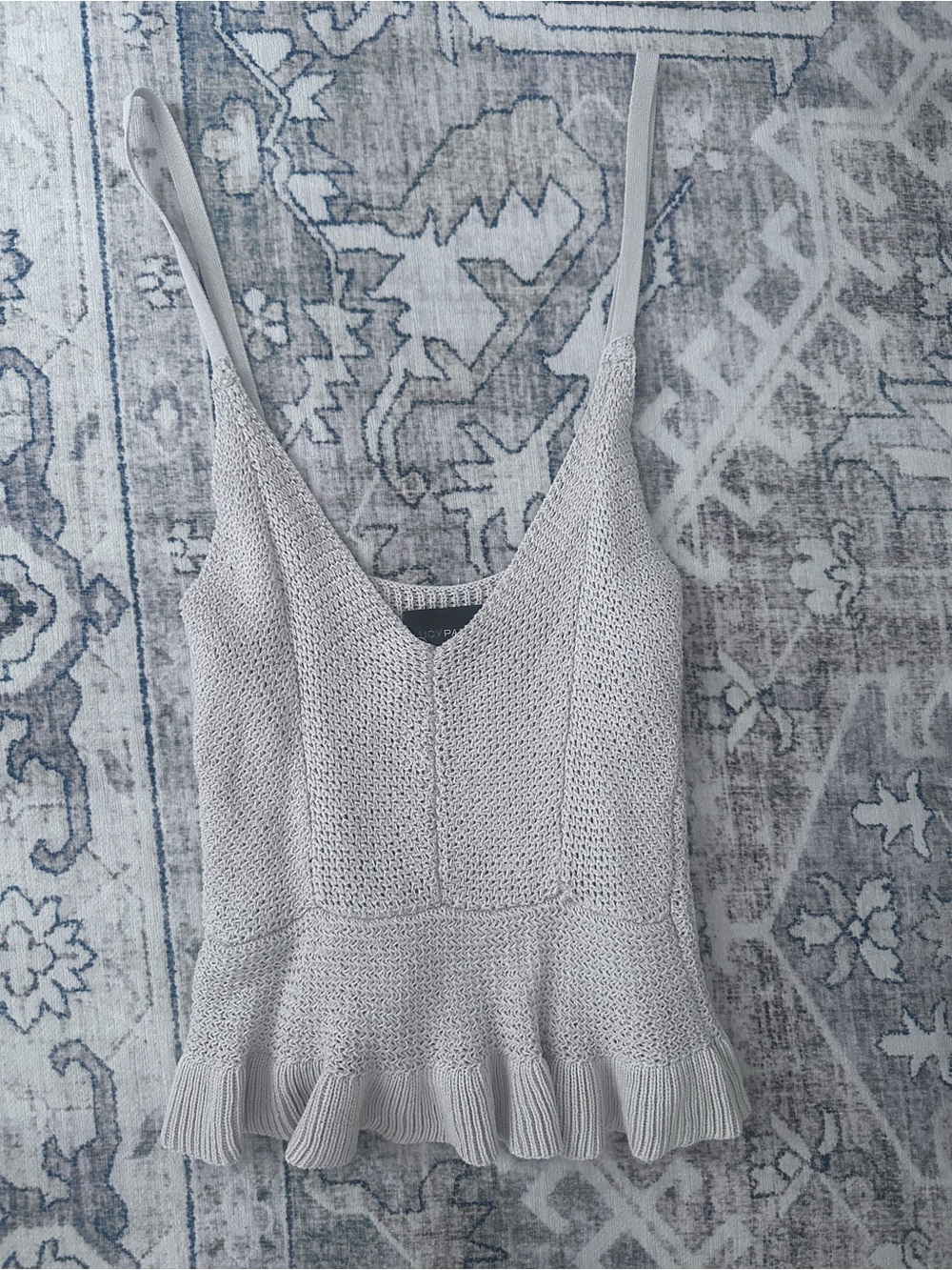 Lucy Paris Light Khaki Knit Ruffle Hem Tank Top